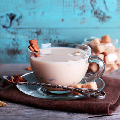Kashmiri Chai Milk Tea (Kashmiri chai tea, Almond Milk, Pistachio, Rose Petals, Brown Sugar, Star Anise, Vanilla)